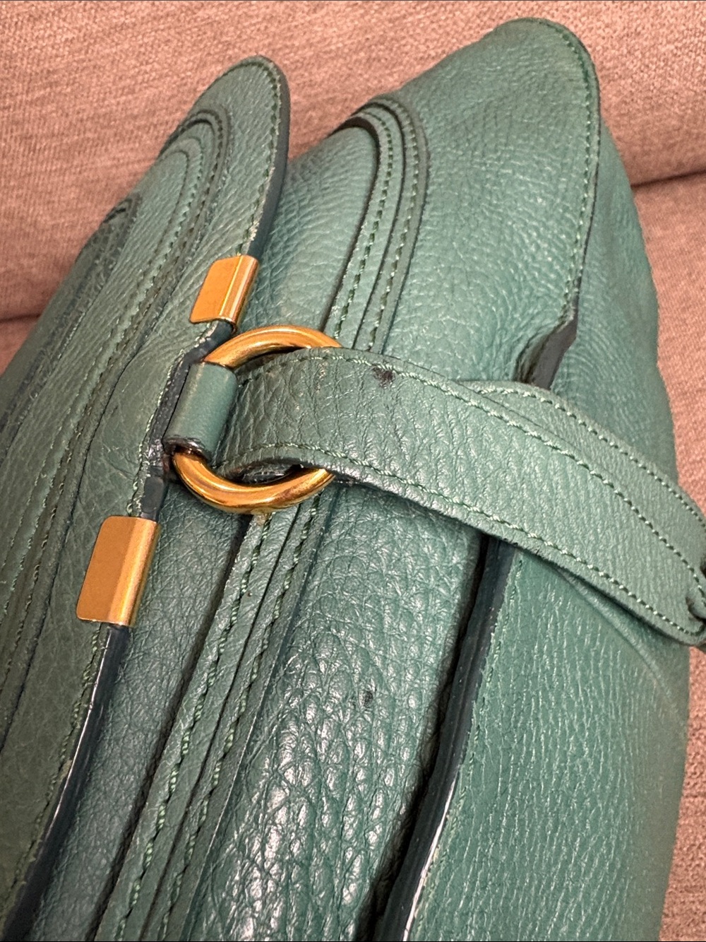 Chloé Marcie Green Teal Leather Satchel with Shoulder Strap & COA - Picture 8 of 13